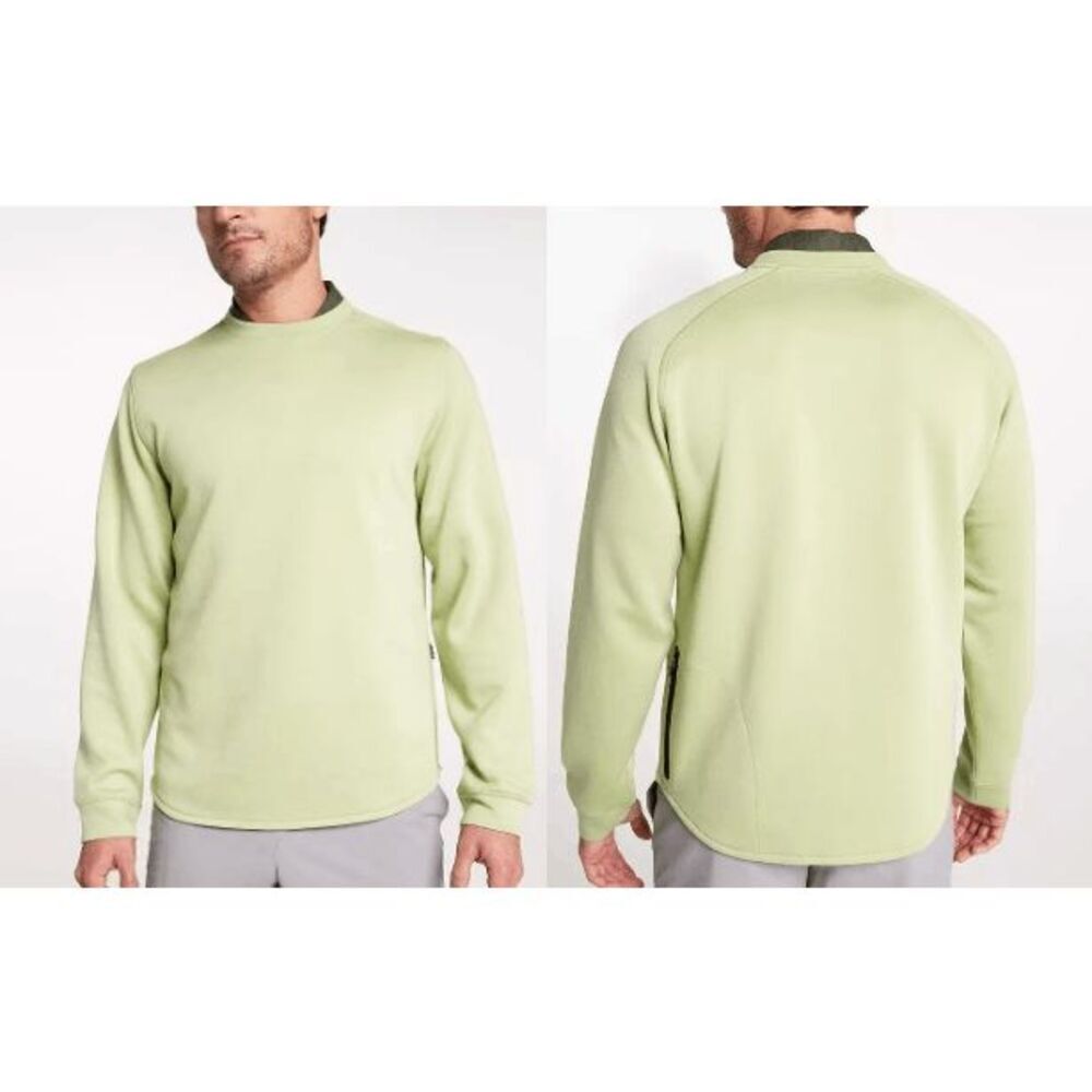 Vrst Men's Pinnacle Fleece Crewneck Golf Uv 50+ Pullover Sweater Green Seedling